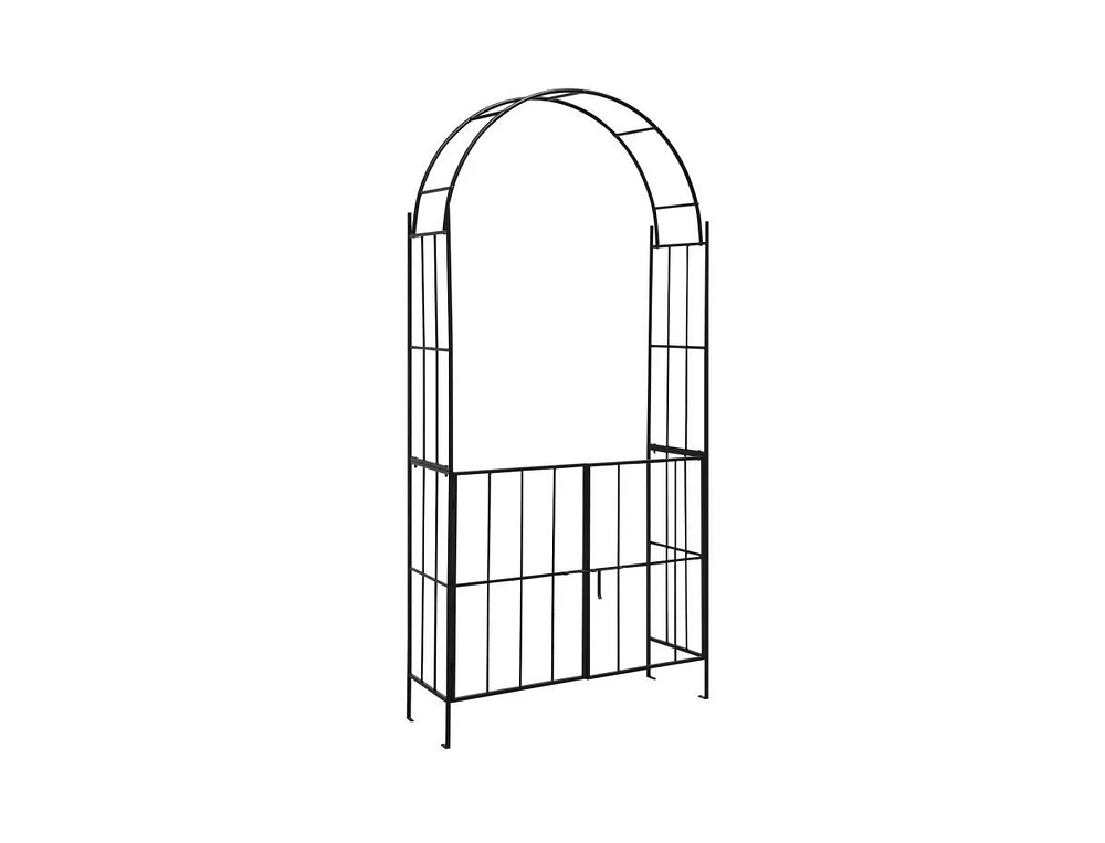 Slickblue Garden Arch Arbor Trellis with Gate Patio Plant Stand Archway-Black