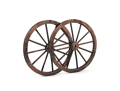 Slickblue Set of 2 30-inch Decorative Vintage Wood Wagon Wheel