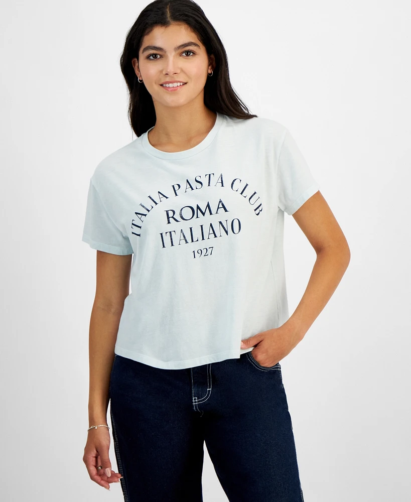 Grayson Threads, The Label Juniors' Italia Pasta Club Graphic-Print Tee