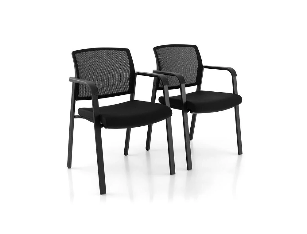 Slickblue Set of 2 Stackable Reception Room Chairs with Padded Seat-Black