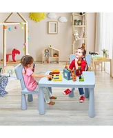 Slickblue 3 Pieces Toddler Multi Activity Play Dining Study Kids Table and Chair Set