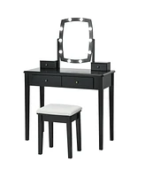 Slickblue Vanity Table Set with Lighted Mirror for Bedroom and Dressing Room