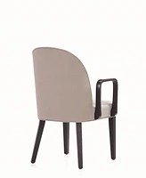 Manhattan Comfort Hillman 2-Piece Leatherette and Velvet Upholstered Beech Wood Dining Armchair