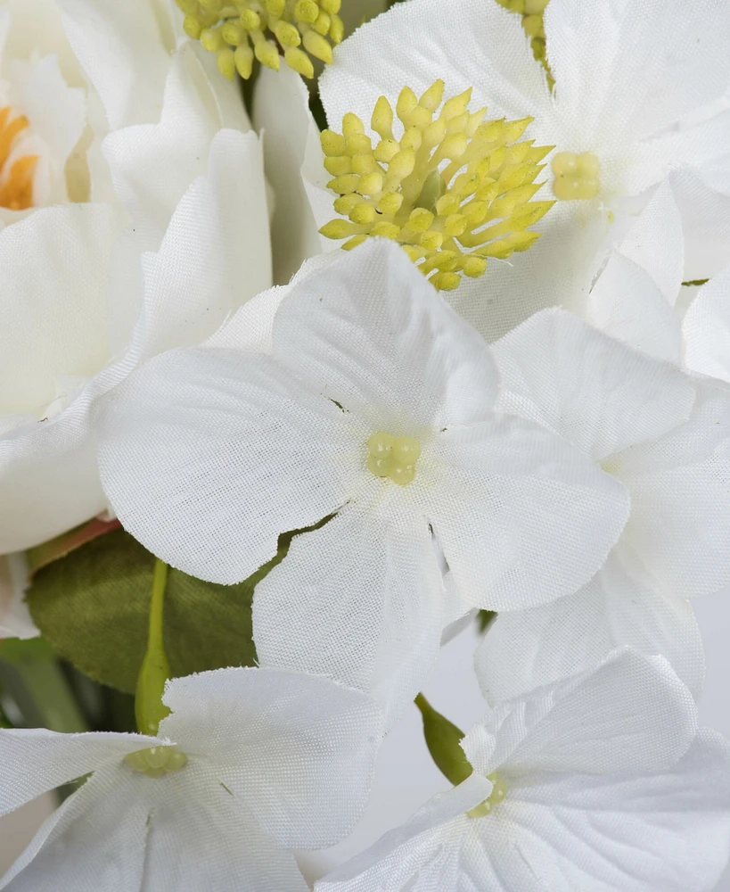 Vickerman 14'' Artificial White Peony Bouquet, Pack of 2