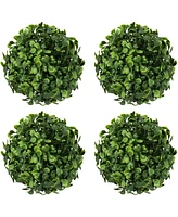 Vickerman 5" Artificial Mini Button Leaf Ball Uv, Set of 4