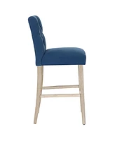 WestinTrends Linen Fabric Tufted Bar Stool (Set of 2