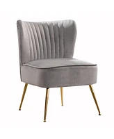 WestinTrends 22" Wide Upholstered Tufted Velvet Accent Chair With Metal Leg