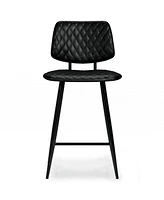 Simpli Home Raya Counter Height Stool (Set of 2) in Black Pu Leather