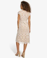 kensie Women's Floral-Lace A-Line Dress