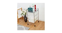 Slickblue 3 Drawers White Metal Rolling Storage Cart