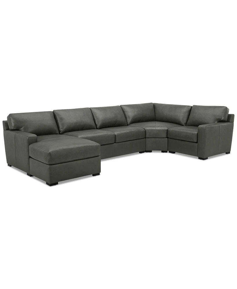 Radley 148" 4-Pc. Leather Wedge Modular Chaise Sectional, Created for Macy's