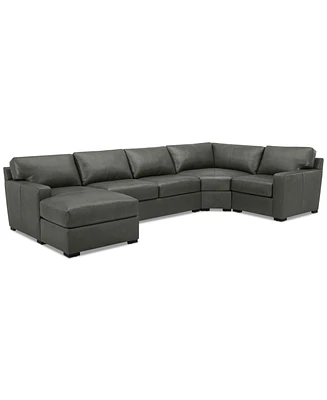 Radley 148" 4-Pc. Leather Wedge Modular Chaise Sectional, Created for Macy's