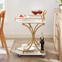 Streamdale Furniture Mobile Industrial Bar Cart with Wine Rack and Glass Holder