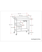 Simpli Home Barnes Solid Mango Wood 29 inch Bar Cart in Natural