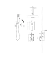 Streamdale Furniture Dual Shower Head - 12 Inch Ceiling Mount Square Shower System With Rough-In Valve, Gold