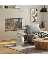 Simpli Home Robbie Solid Mango Wood Accent Table in Distressed White Wash