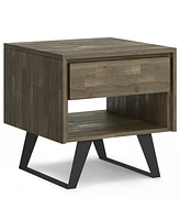 Simpli Home Lowry Solid Acacia Wood End Table in Distressed Grey