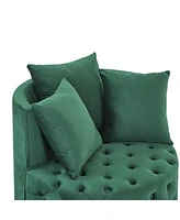 Streamdale Furniture Green velvet swivel chair with 3 pillows & wheels