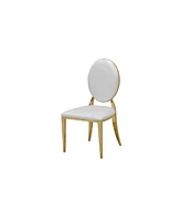 Simplie Fun Leatherette Dining Chair Set Of 2, Oval Backrest Design And Stainless Steel Legs