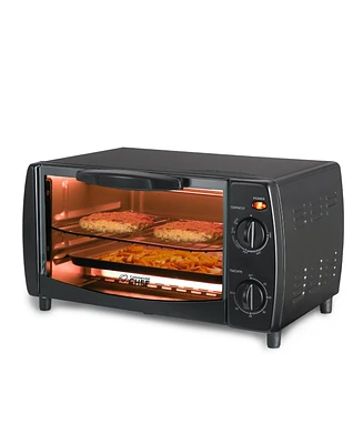 Commercial Chef Toaster Oven, Pizza Oven with Toast, Bake, Broil, Keep Warm, 4 Slice Toaster with Top Bottom Heaters, 9" Pizza Cooker for Kitchen Coun