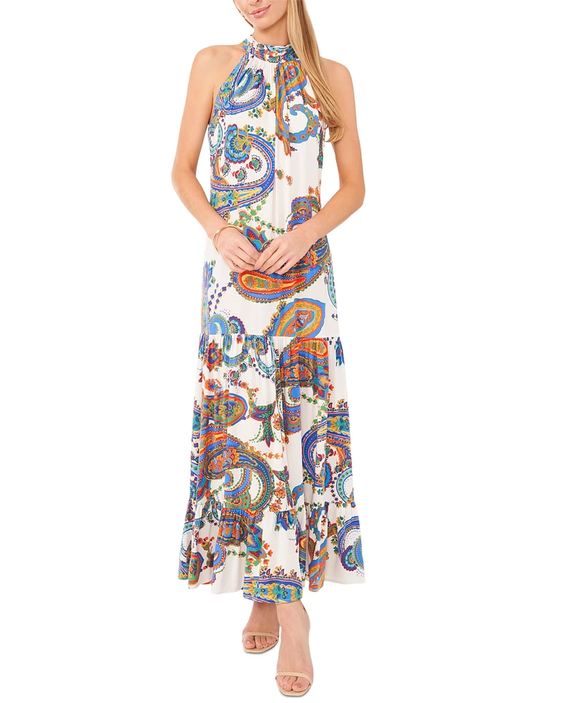 Msk Women's Paisley-Print Halter-Neck Maxi Dress