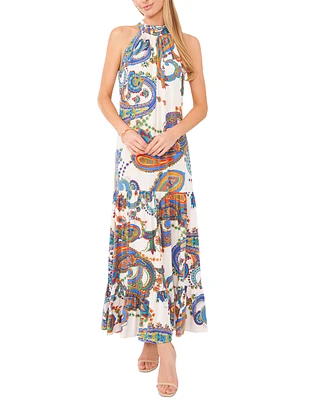 Msk Women's Paisley-Print Halter-Neck Maxi Dress