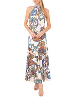 Msk Women's Paisley-Print Halter-Neck Maxi Dress
