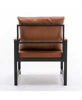 Simplie Fun Modern Pu Leather Accent Chair With Powder Coated Metal Frame, Single Sofa