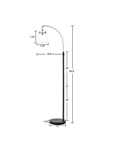 Streamdale Furniture Bristol Arched Metal Floor Lamp With Frosted Glass Shade