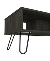 Simplie Fun Vassel Coffee Table, Hairpin Legs, Two Shelves - Espresso