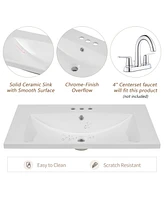 30" Bathroom Vanity With Sink, Combo, Cabinet With Doors And Drawer, Solid Frame And Mdf Board