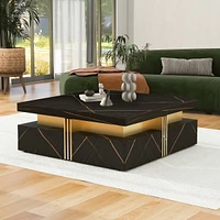 Streamdale Furniture Modern Black Square Storage Coffee Table With 4 Drawers