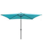 Simplie Fun Solar Led Patio Umbrella: Crank, Tilt, 10x6.5 ft