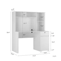 Home Office Desk, Storage Workbench With Charging Station