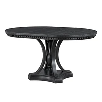 Retro 5-Piece Dining Set Extendable Round Table And 4 Chairs For Kitchen Dining Room (Oak)