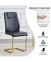 Streamdale Furniture Modern dining chairs with faux leather padded seats, dining room chairs, gold metal leg upholstered chairs, suitable for kitchens