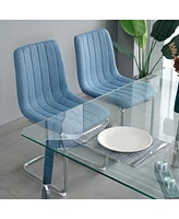 Streamdale Furniture 51.1" Dining Table Set with Clear Glass and Chrome Legs