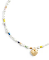 Coach Imitation Pearl Signature Heart Choker Necklace