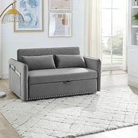 Pull-Out Sofa Sleeper, 3-In-1 Adjustable Sleeper With Pull-Out Bed, 2 Lumbar Pillows And Side