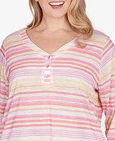 Hearts Of Palm Plus Size Spring Into Action 3/4 Sleeve Top