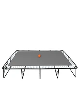 10ft by 17ft Rectangular Trampoline with Green Fabric Black Powder-coated Galvanized Steel Tubes with Basketball Hoop System Advanced Ladder