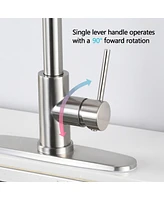 Streamdale Furniture Stainless Steel Pull Down Kitchen Faucet With Soap Dispenser Brushed Nickel