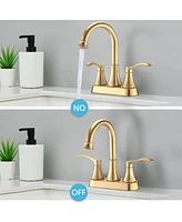 4 Inches Centerset Bathroom Faucet 360 Swivel Spout, With Pop Up Drain