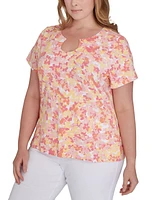Hearts Of Palm Plus Size Printed Essentials Short Sleeve Top
