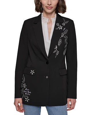Karl Lagerfeld Paris Women's Embellished Button-Front Blazer