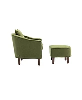 Streamdale Furniture Accent Chair With Ottoman, Mid Century Modern Barrel Chair Upholstered Club Tub Round Arms