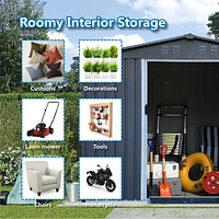 Outdoor Storage Shed 8 X 6 Ft Large Metal Tool Sheds, Heavy Duty Storage House Sliding Doors