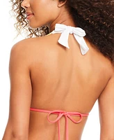 Sanctuary Women's Contrast-Trim Slider Triangle Bikini Top