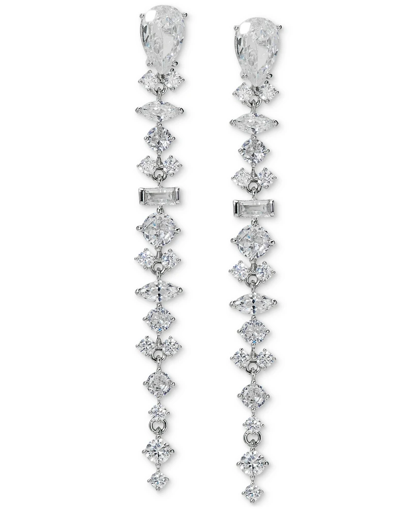 Eliot Danori Silver-Tone Mixed Cubic Zirconia Linear Drop Earrings, Created for Macy's