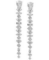 Eliot Danori Silver-Tone Mixed Cubic Zirconia Linear Drop Earrings, Created for Macy's